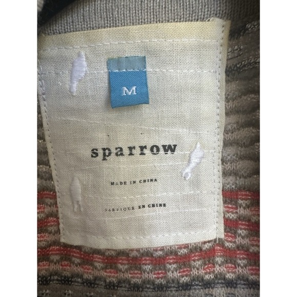 Anthropologie Sparrow Wool Blend Long Cardigan Sweater Gray Red Striped M - Picture 3 of 7